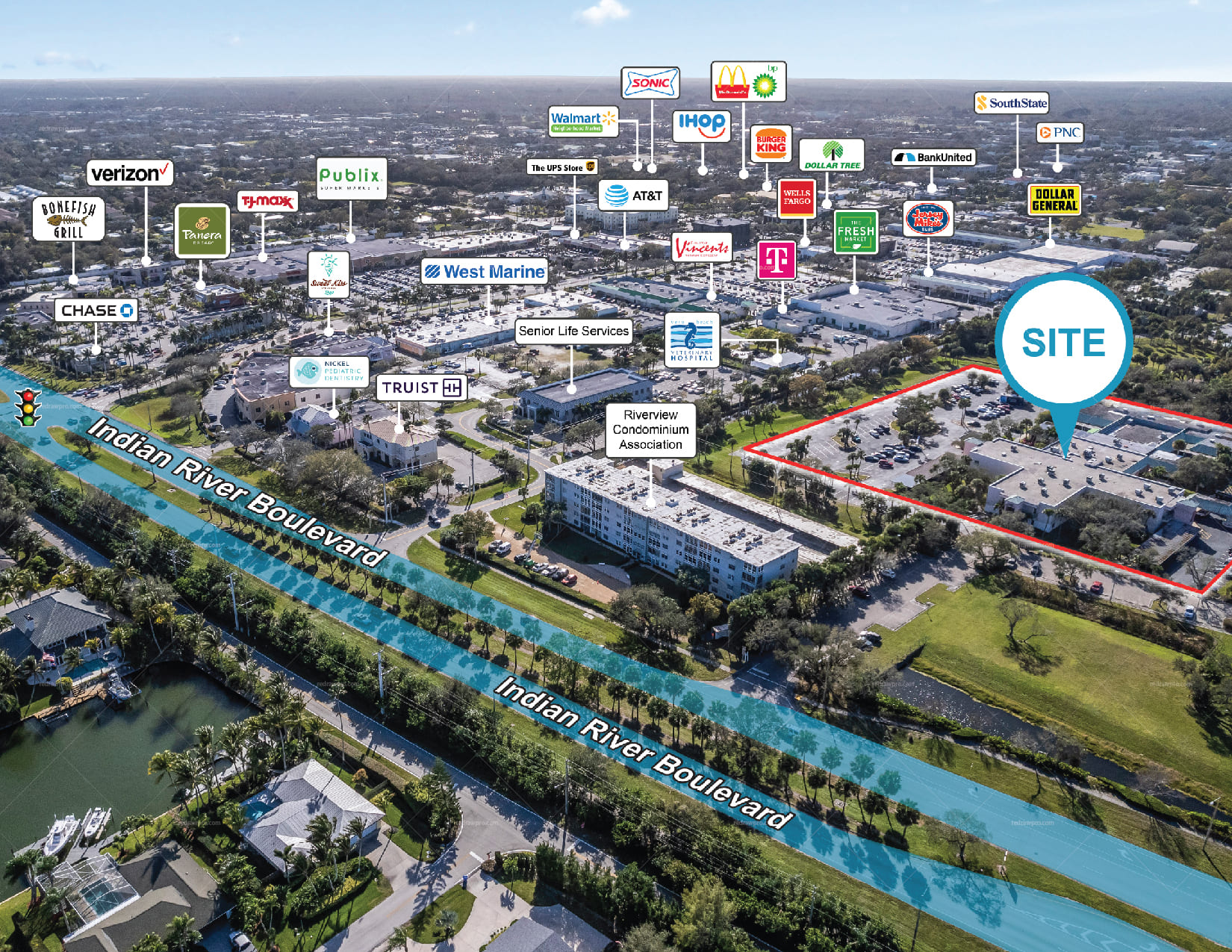 Professional Retail Aerial Map Design for Real Estate Marketing